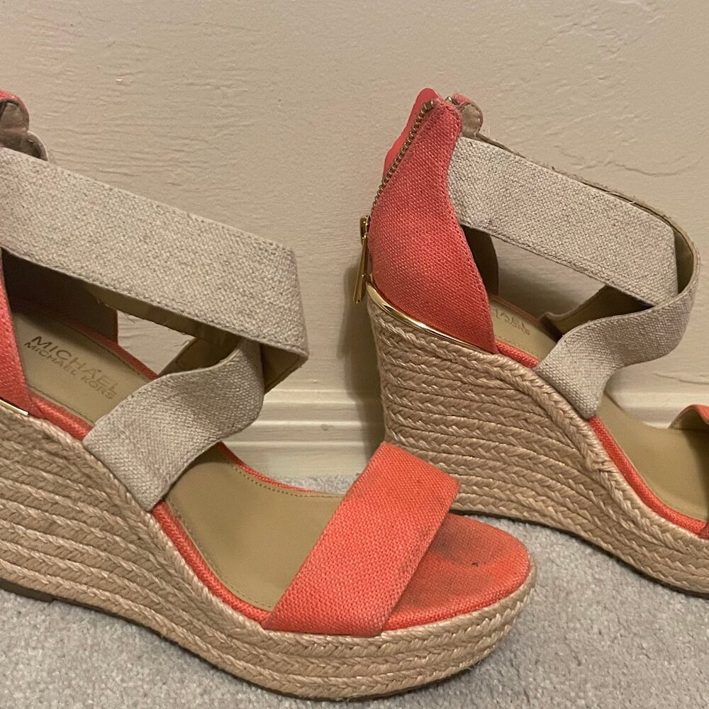 Michael Kors Tangerine & Tan Platform Sandals
